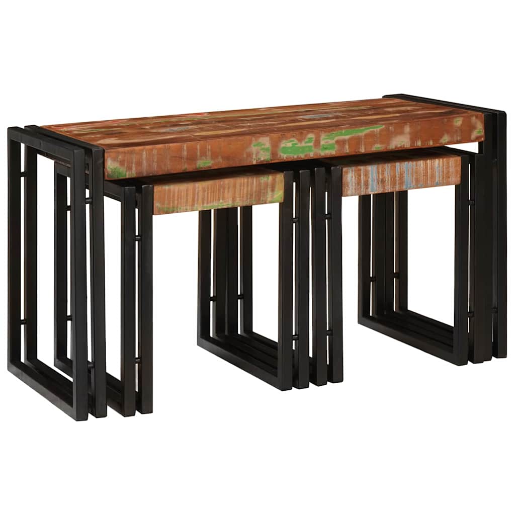 Nestingtisch 3 pcs Massives Recyclingholz und Metall