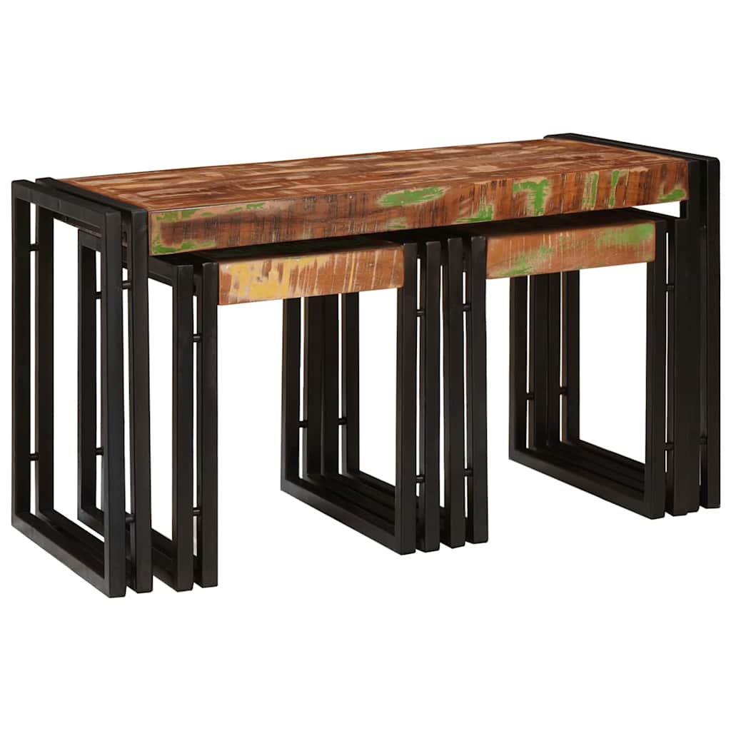 Nestingtisch 3 pcs Massives Recyclingholz und Metall