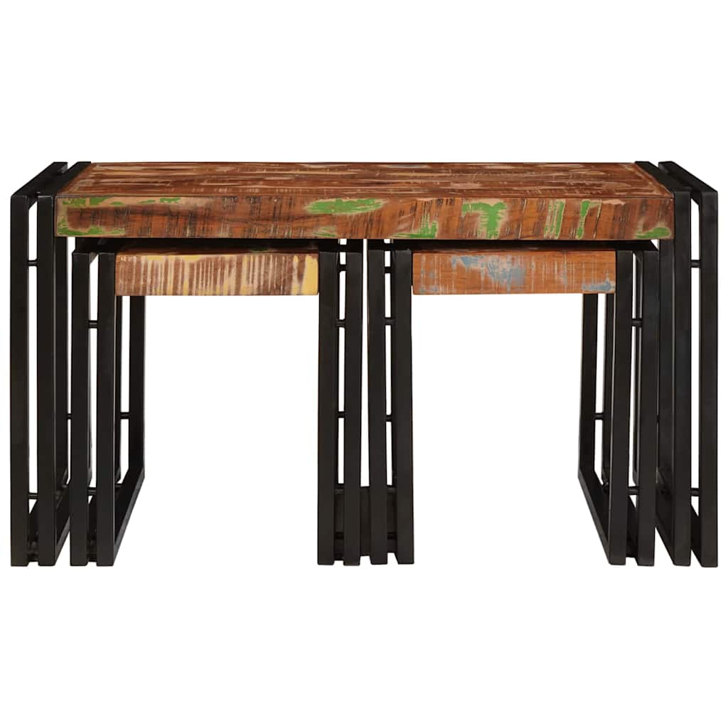 Nestingtisch 3 pcs Massives Recyclingholz und Metall