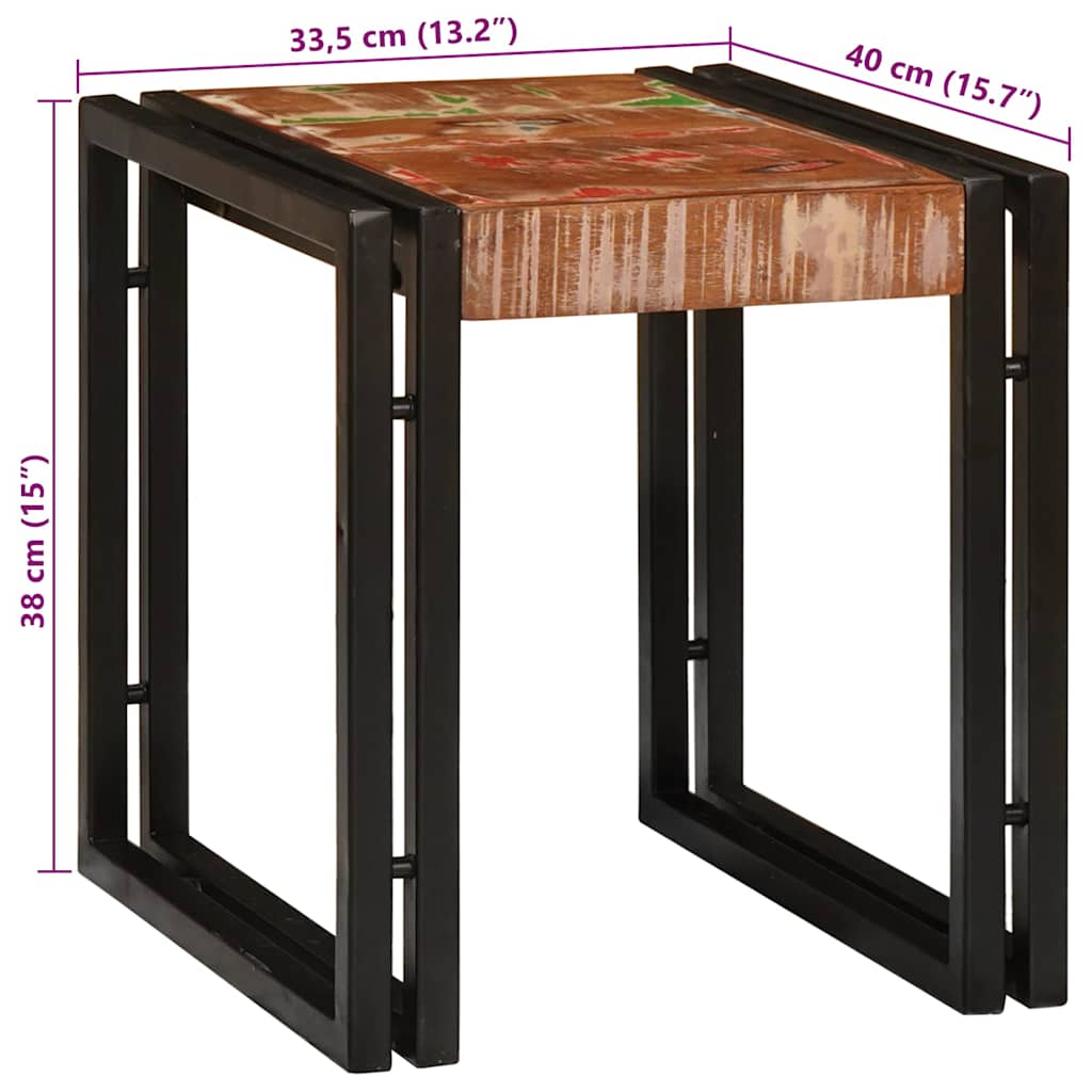 Nestingtisch 3 pcs Massives Recyclingholz und Metall