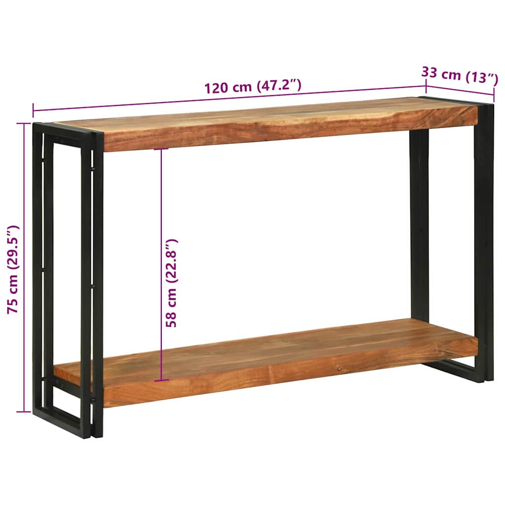 Konsolentisch Braun 120 x 33 x 75 cm Massivholz Akazie