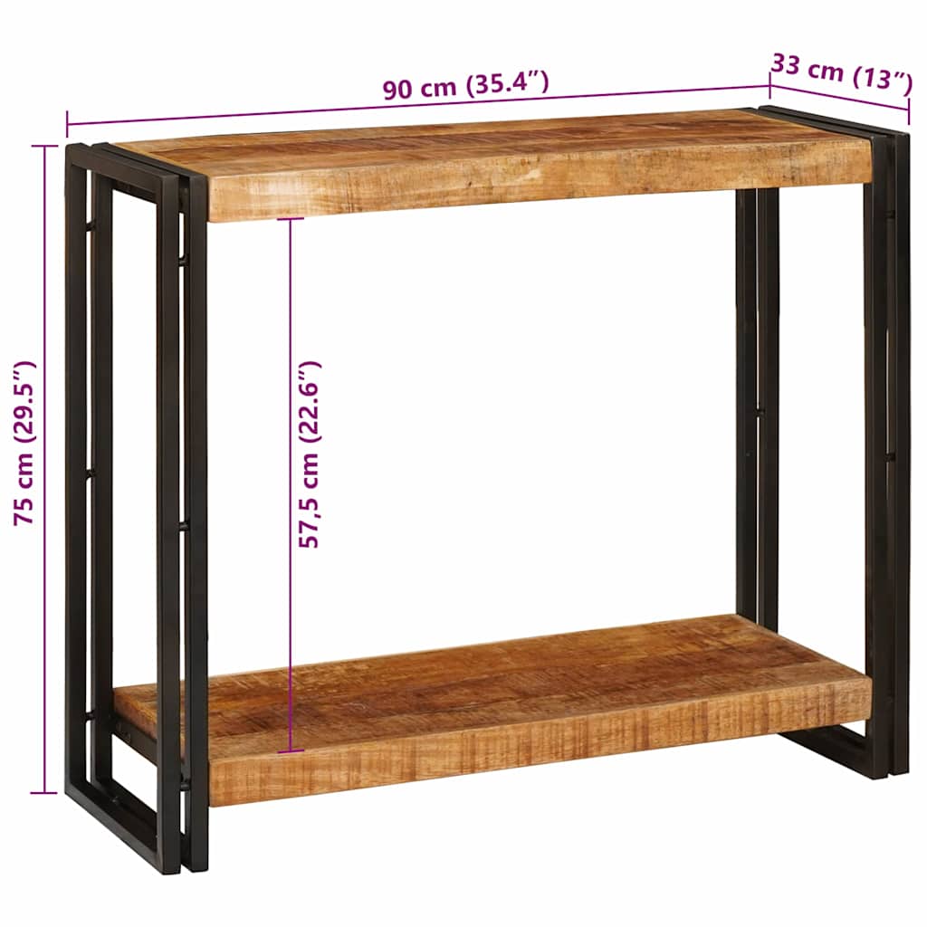 Konsolentisch mit Regal Braun 90 x 33 x 75 cm Massivholz Mango