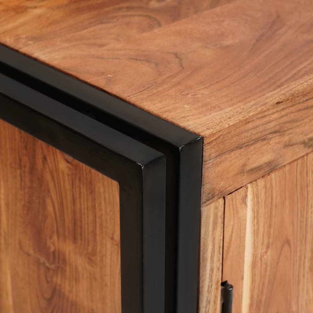 Sideboard mit Türen Braun Massivholz Akazie und Metall