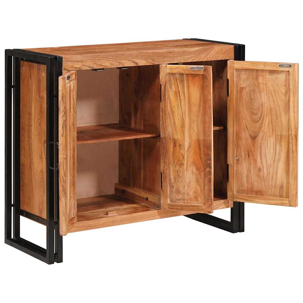 Sideboard mit Türen Braun Massivholz Akazie und Metall