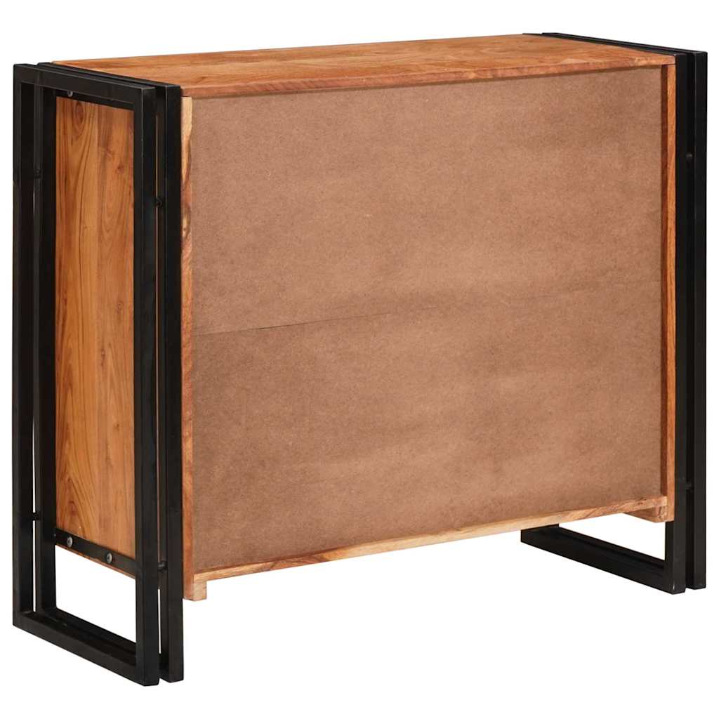 Sideboard mit Türen Braun Massivholz Akazie und Metall