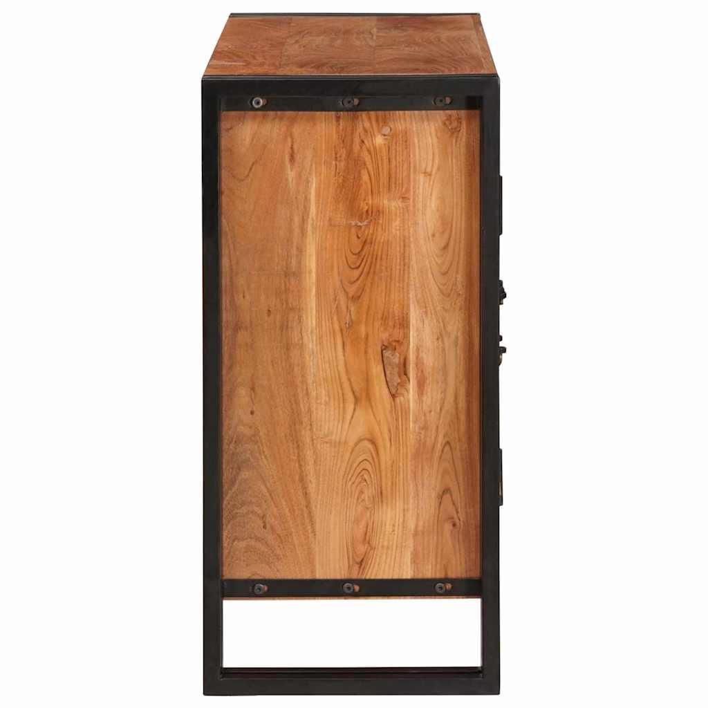 Sideboard mit Türen Braun Massivholz Akazie und Metall