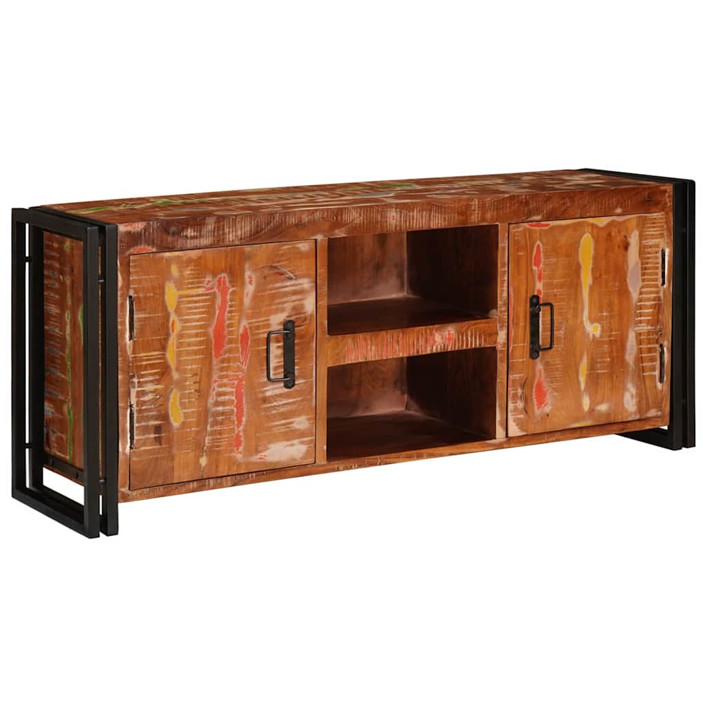 TV-Schränk mit Tür Mehrfarbig 120 x 33 x 50 cm Massives Altholz