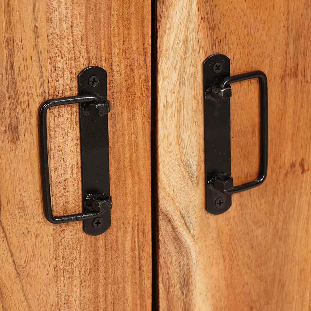 Highboard mit Türen Braun Massivholz Akazie und Metall