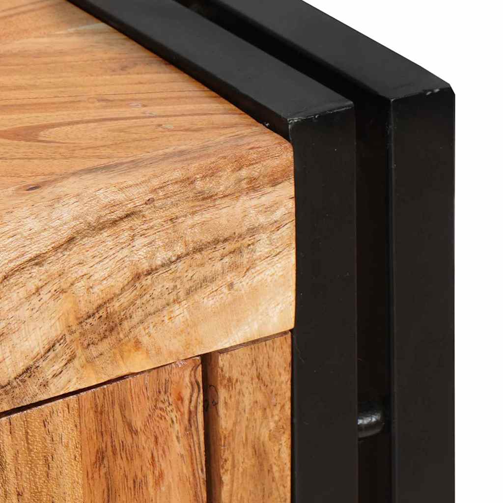 Highboard mit Türen Braun Massivholz Akazie und Metall