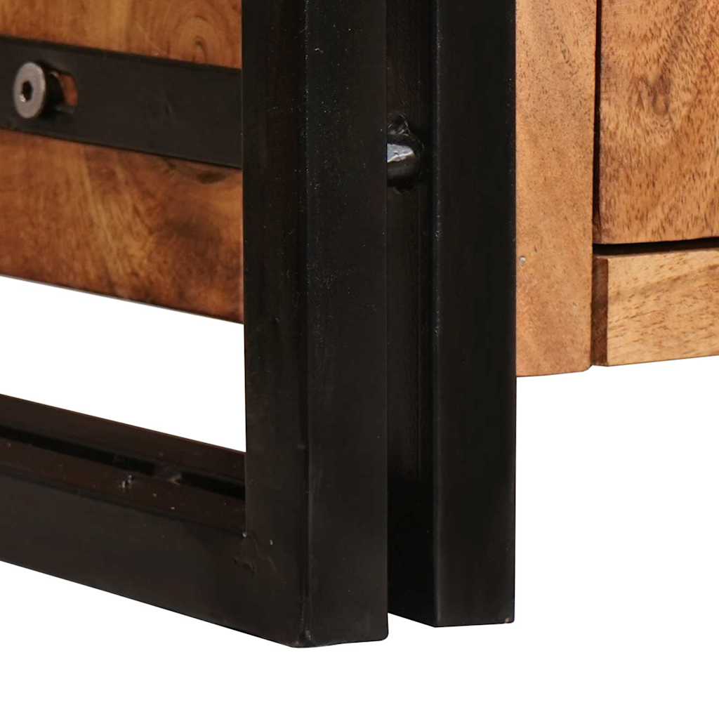 Highboard mit Türen Braun Massivholz Akazie und Metall