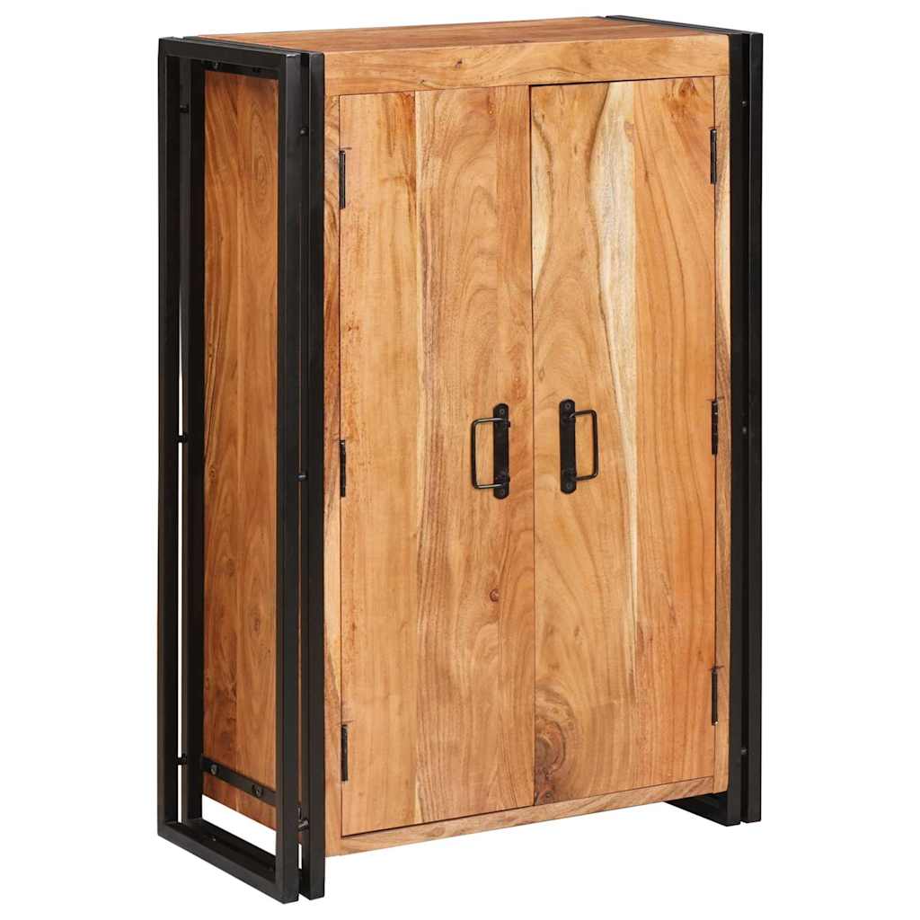 Highboard mit Türen Braun Massivholz Akazie und Metall