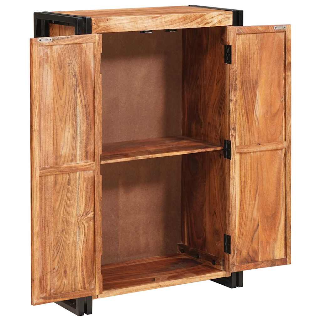 Highboard mit Türen Braun Massivholz Akazie und Metall