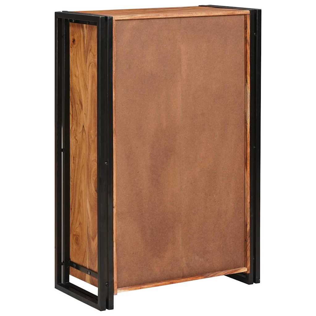 Highboard mit Türen Braun Massivholz Akazie und Metall