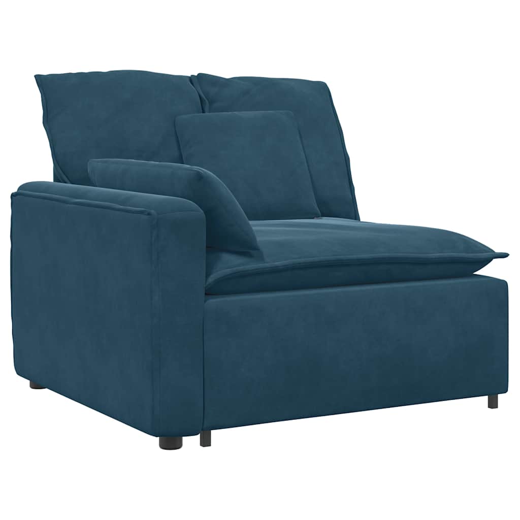 Modulares Sofa mit Fußhocker und Kissen Blau