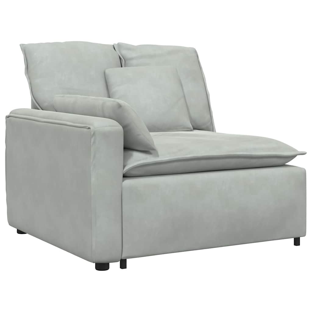 Modulares Sofa mit Fußhocker und Kissen Hellgrau