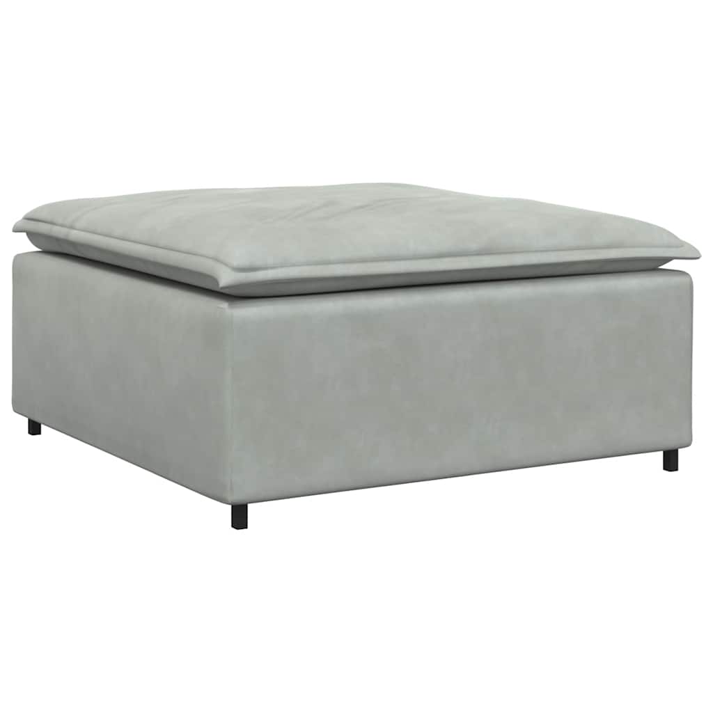 Modulares Sofa mit Fußhocker und Kissen Hellgrau
