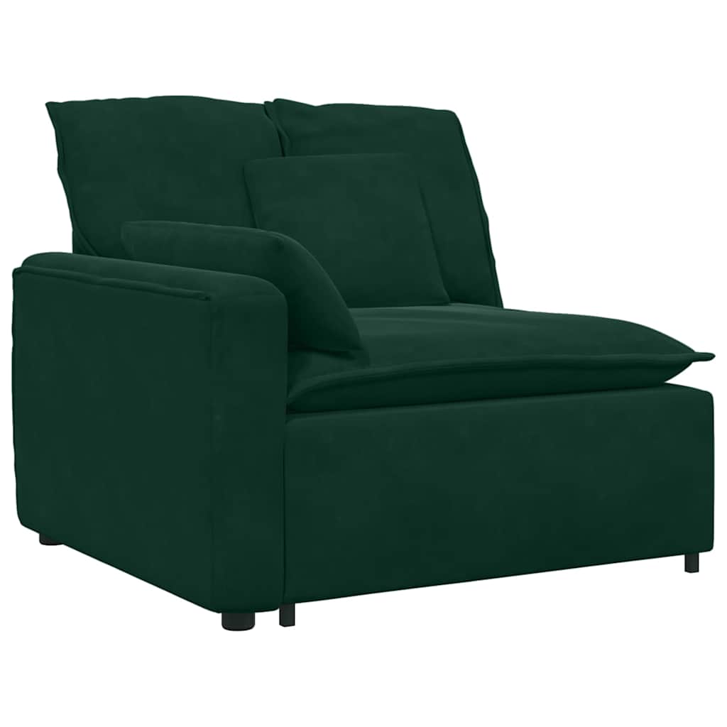 Modulares Sofa mit Fußhocker und Kissen Dunkelgrün