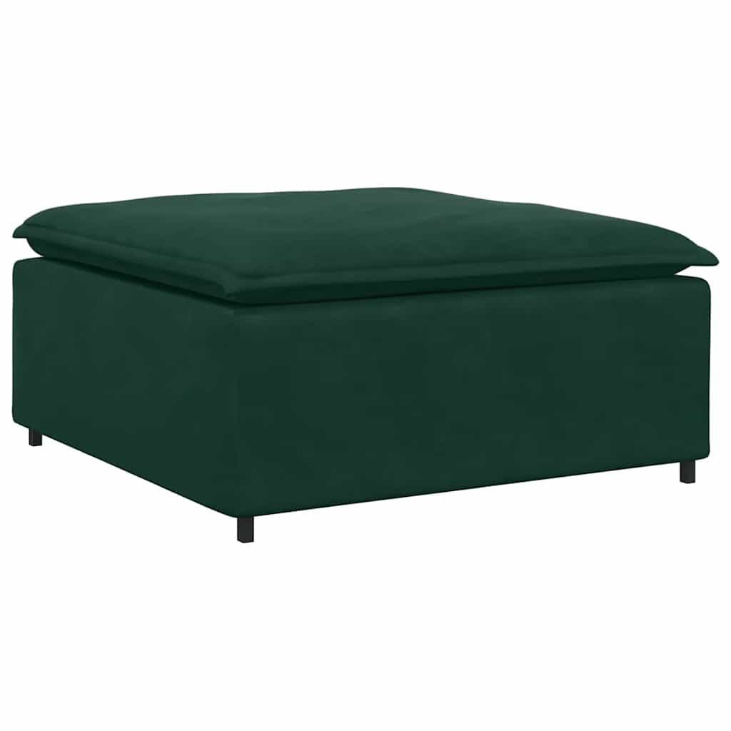 Modulares Sofa mit Fußhocker und Kissen Dunkelgrün