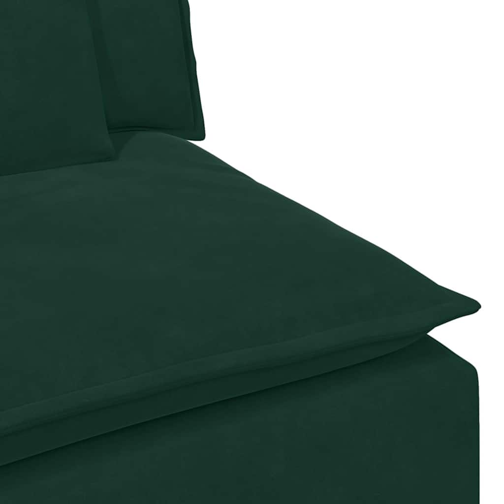 Modulares Sofa mit Fußhocker und Kissen Dunkelgrün