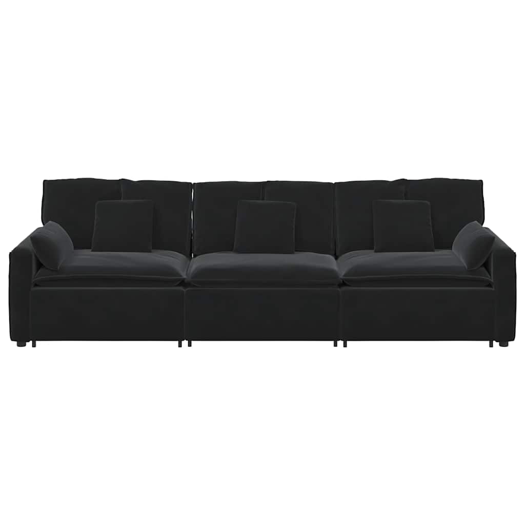 Modulares Sofa mit Kissen Schwarz