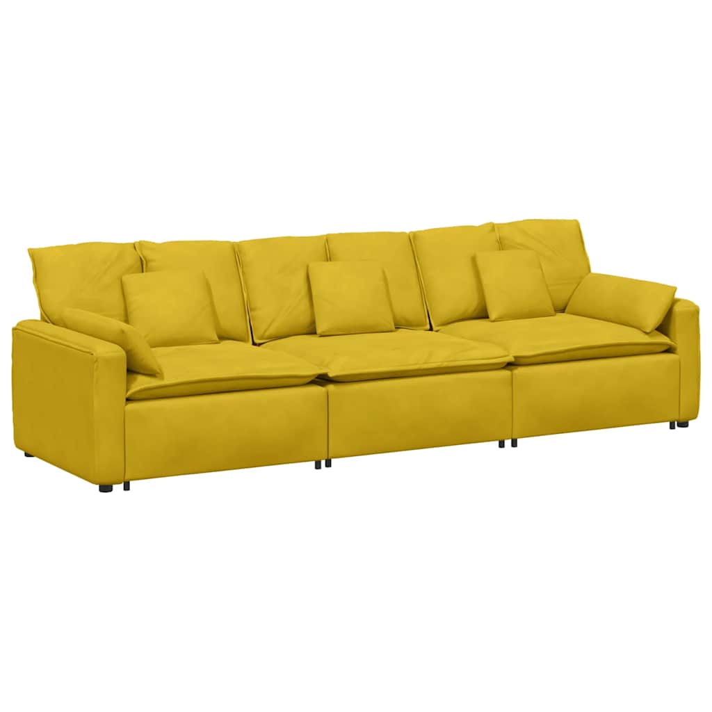 Modulares Sofa mit Kissen Gelb