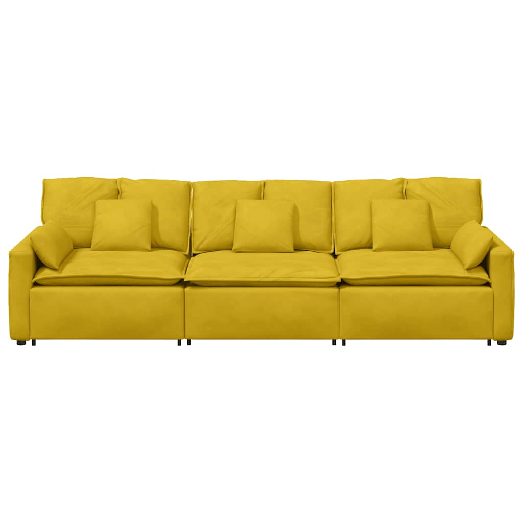 Modulares Sofa mit Kissen Gelb