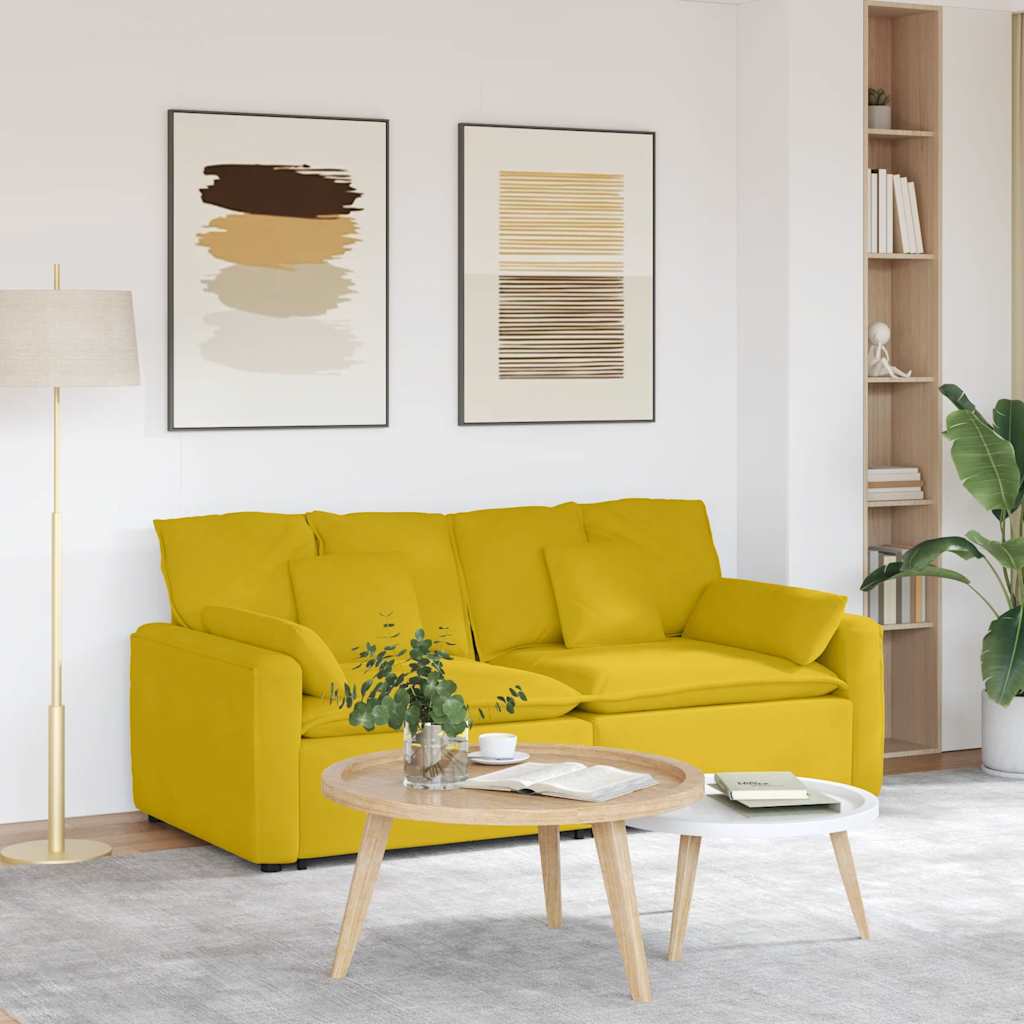 Modulares Sofa mit Kissen Gelb