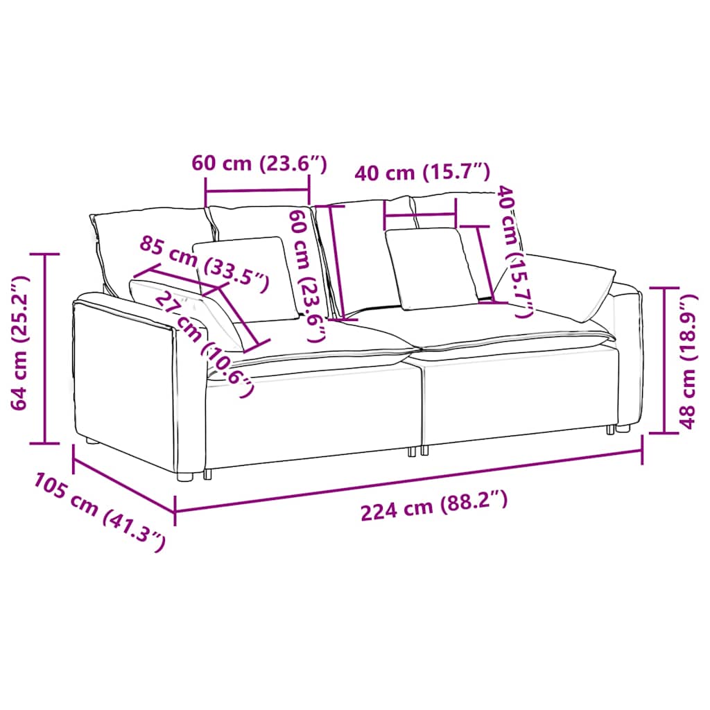 Modulares Sofa mit Kissen Cream