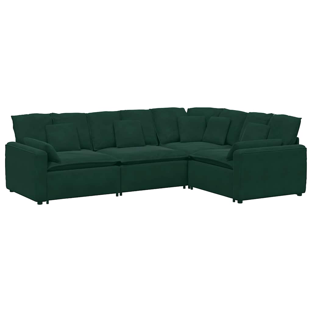 Modulares Sofa mit Kissen Samt Dunkelgrün