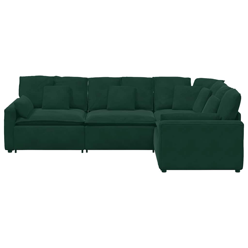 Modulares Sofa mit Kissen Samt Dunkelgrün
