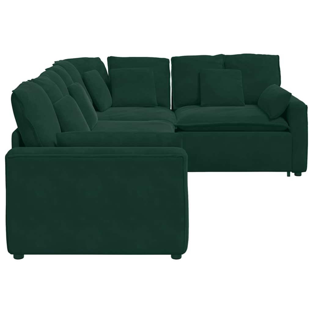 Modulares Sofa mit Kissen Samt Dunkelgrün