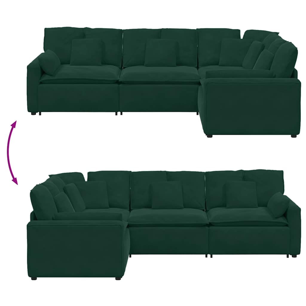 Modulares Sofa mit Kissen Samt Dunkelgrün