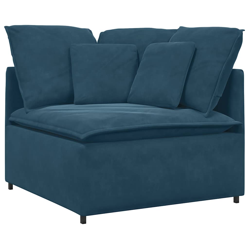 Modulares Sofa mit Fußhocker Kissen Samt Blau
