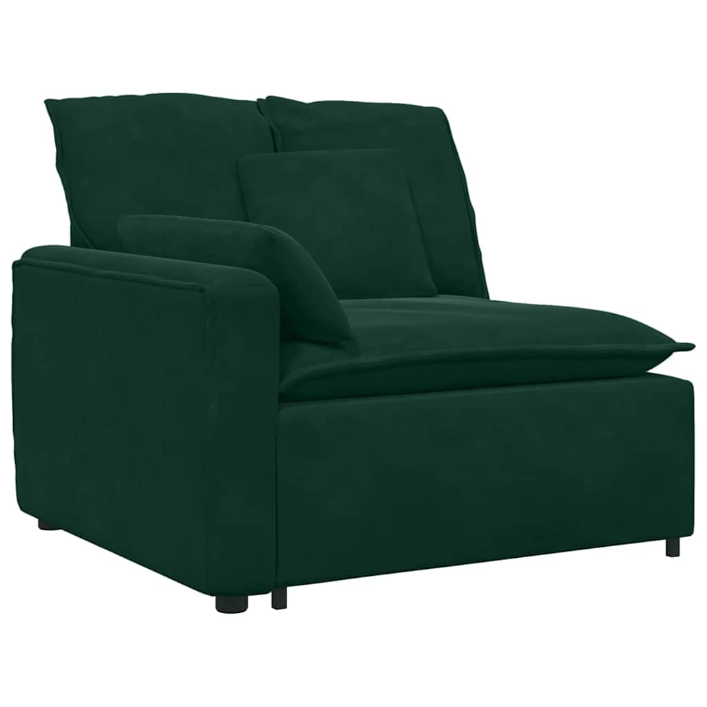 Modulares Sofa mit Fußhocker Kissen Samt Dunkelgrün