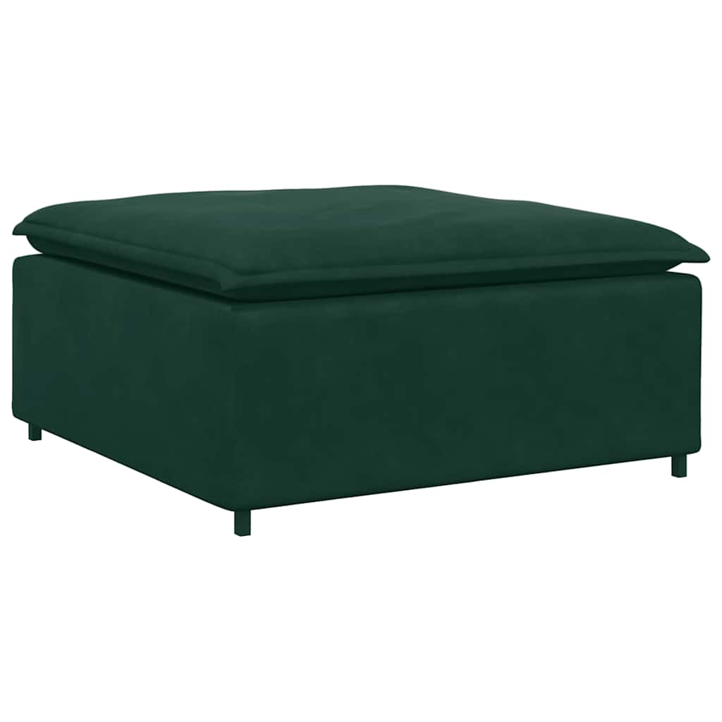 Modulares Sofa mit Fußhocker Kissen Samt Dunkelgrün