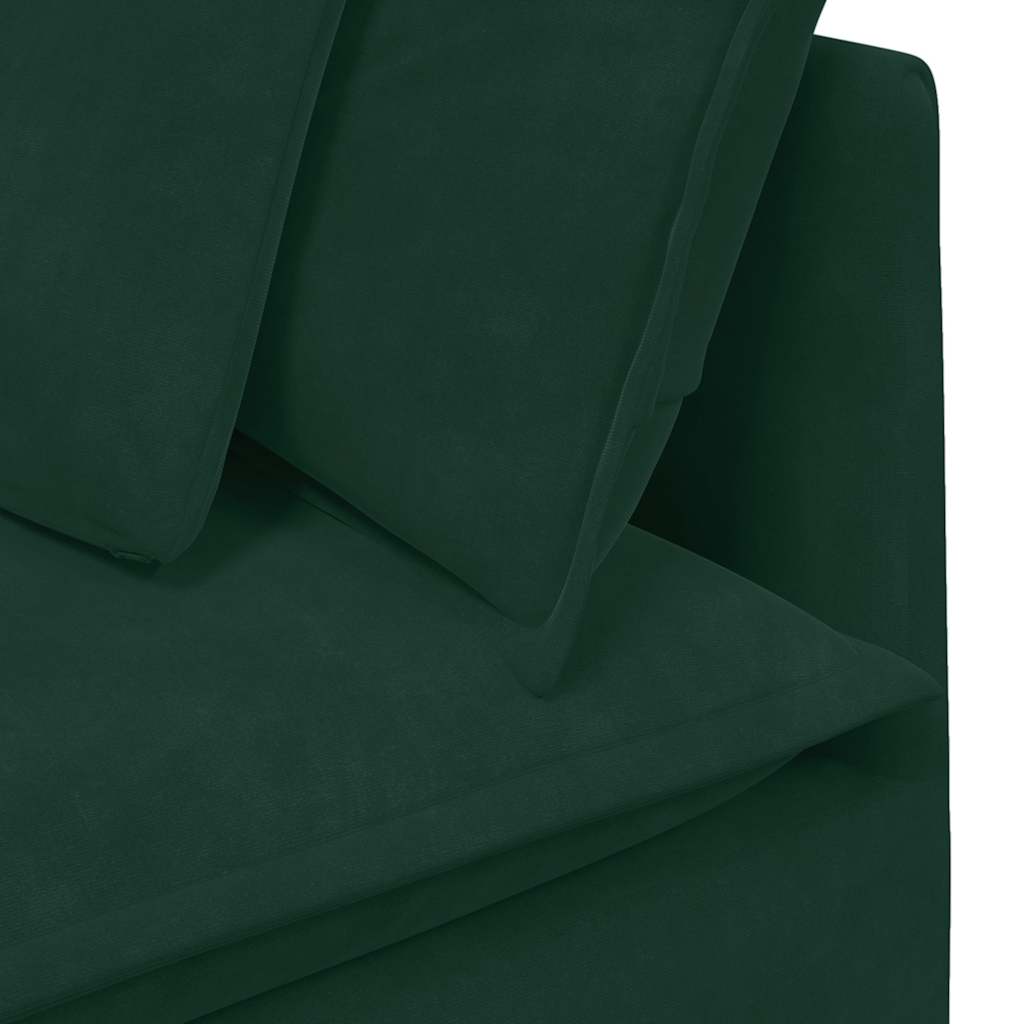 Modulares Sofa mit Fußhocker Kissen Samt Dunkelgrün