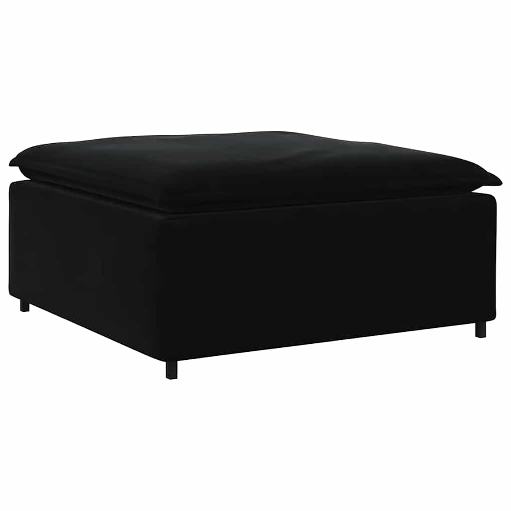 Modulares Sofa mit Fußhocker Kissen Samt Schwarz