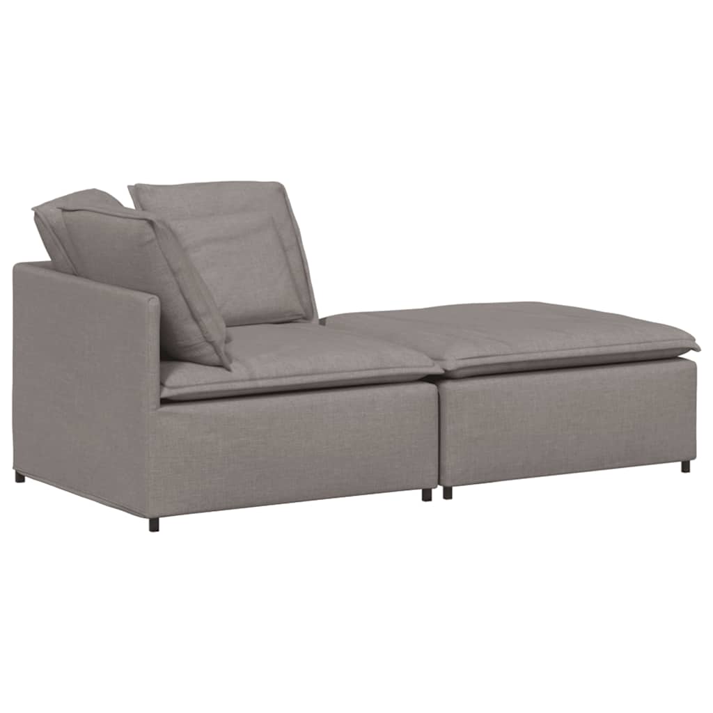 Modulares Sofa mit Fußhocker Kissen Stoff Taupe