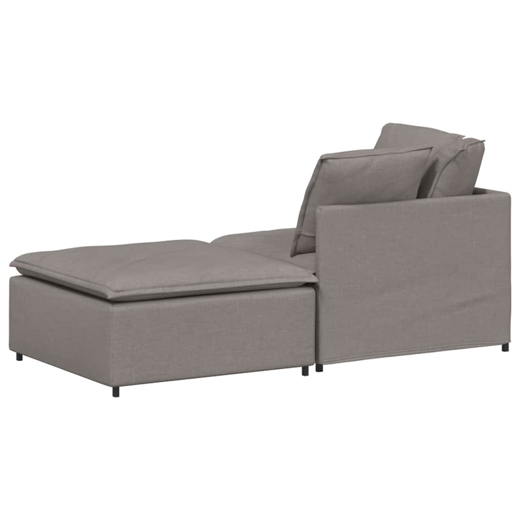 Modulares Sofa mit Fußhocker Kissen Stoff Taupe
