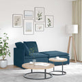 Modulares Sofa mit Fußhocker Kissen Samt Blau