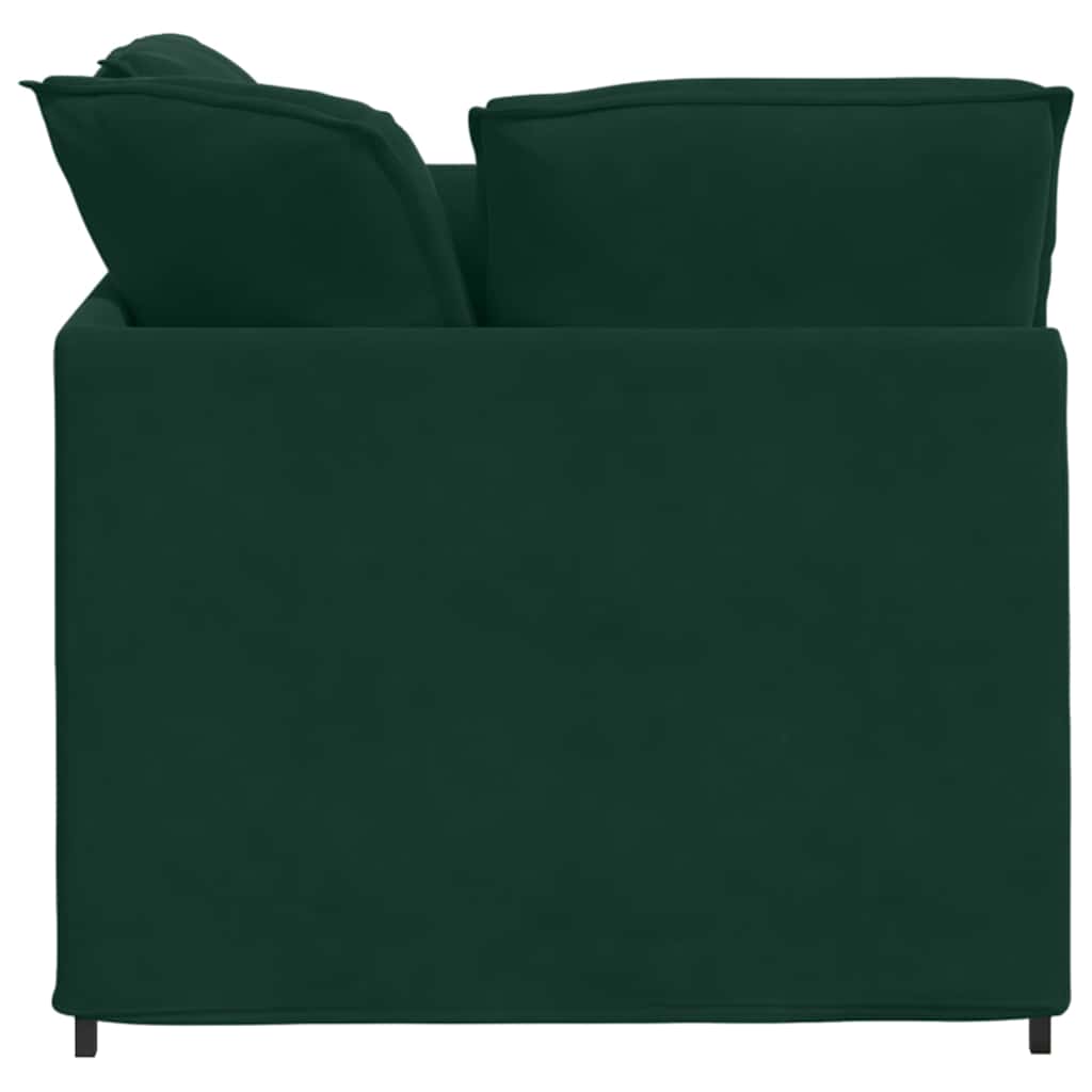 Modulares Sofa mit Fußhocker Kissen Samt Dunkelgrün