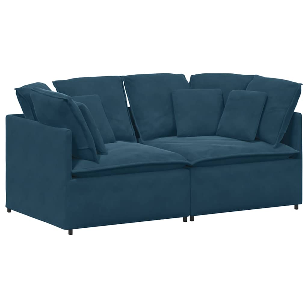 Modulares Sofa mit Kissen Samt Blau