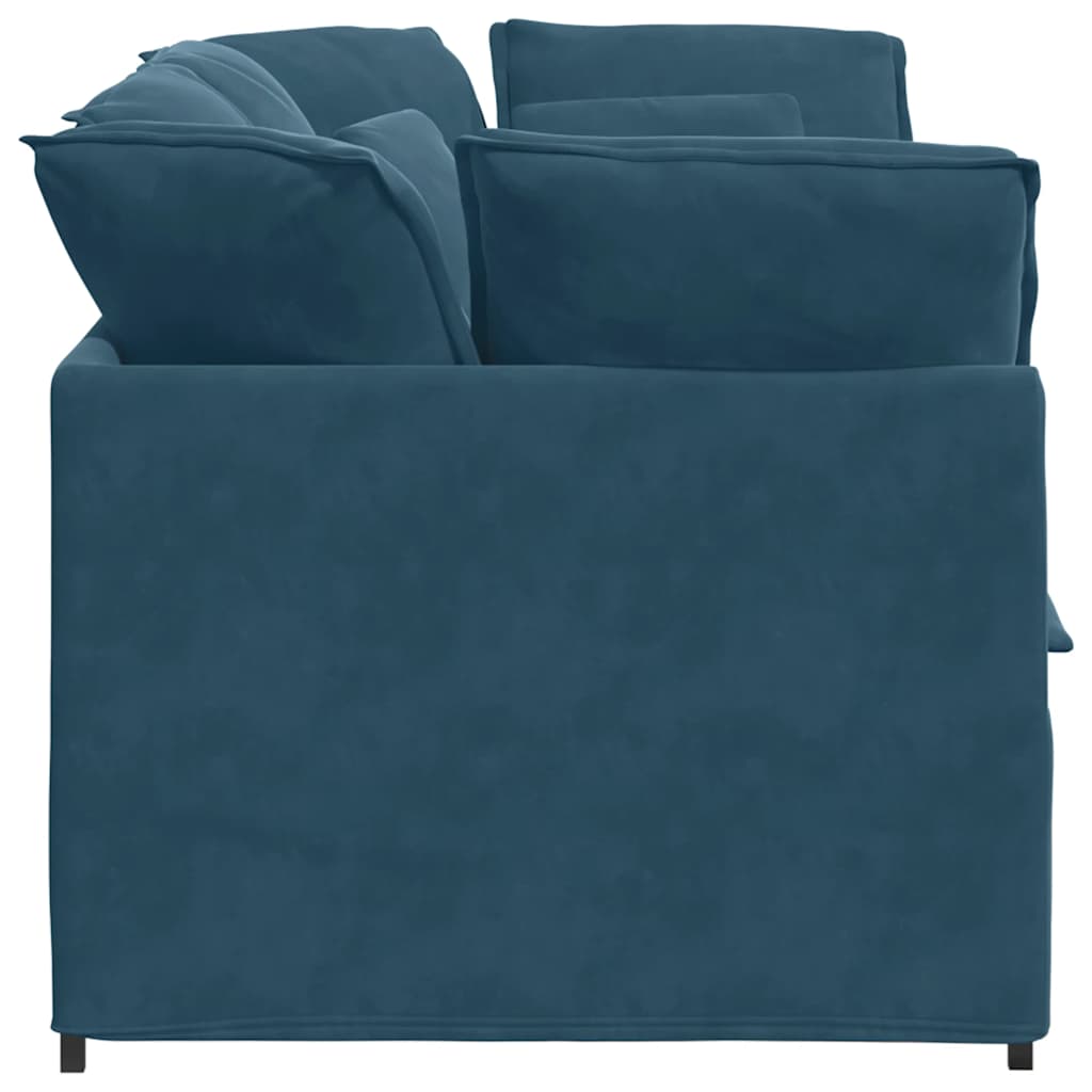 Modulares Sofa mit Kissen Samt Blau