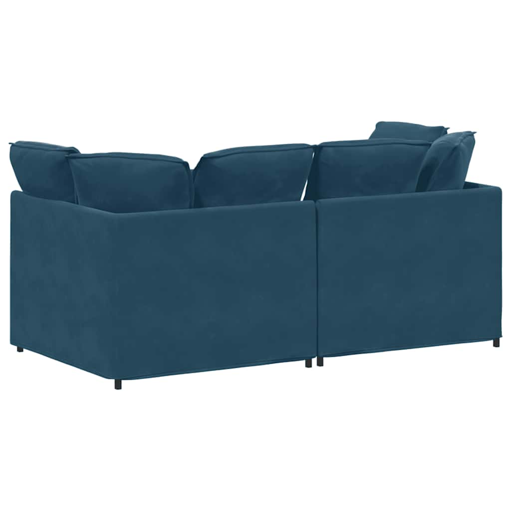Modulares Sofa mit Kissen Samt Blau