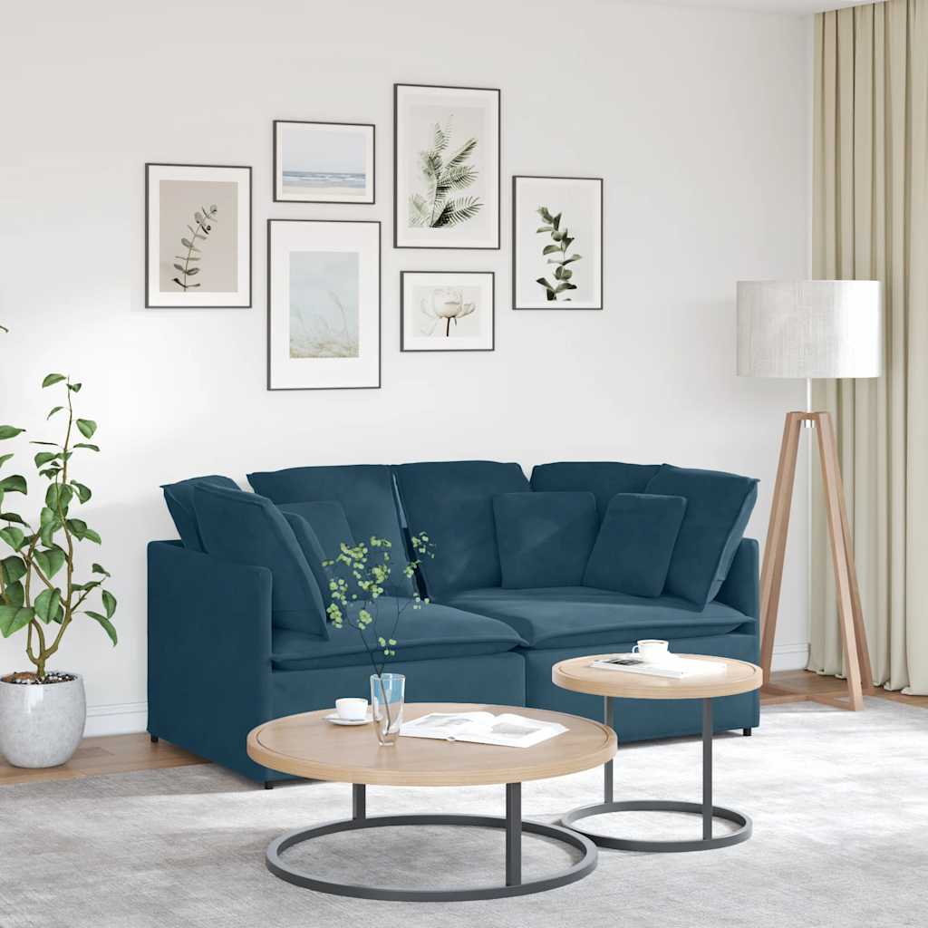 Modulares Sofa mit Kissen Samt Blau