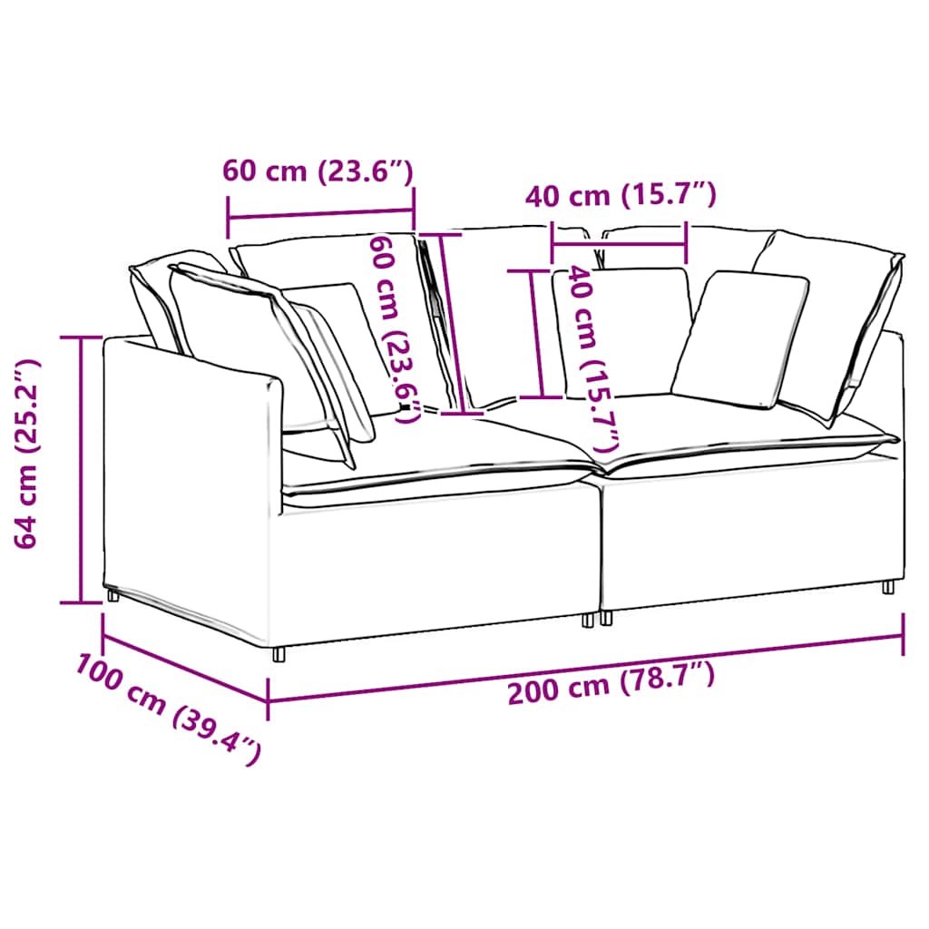 Modulares Sofa mit Kissen Samt Hellgrau