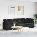 Modulares Sofa mit Kissen Stoff Schwarz
