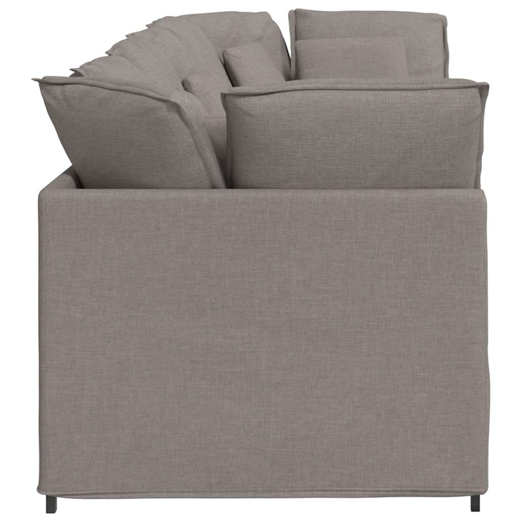 Modulares Sofa mit Kissen Stoff Taupe