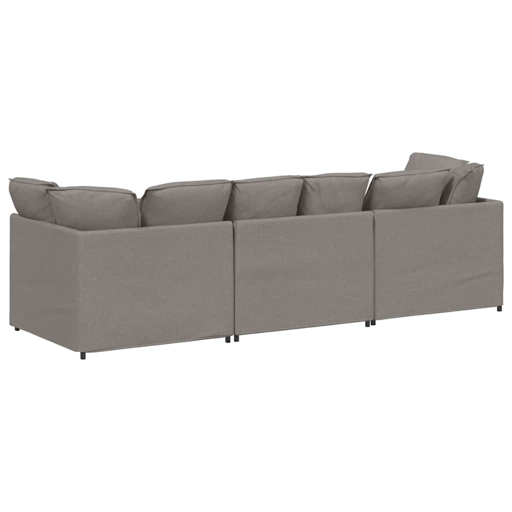 Modulares Sofa mit Kissen Stoff Taupe