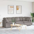Modulares Sofa mit Kissen Stoff Taupe